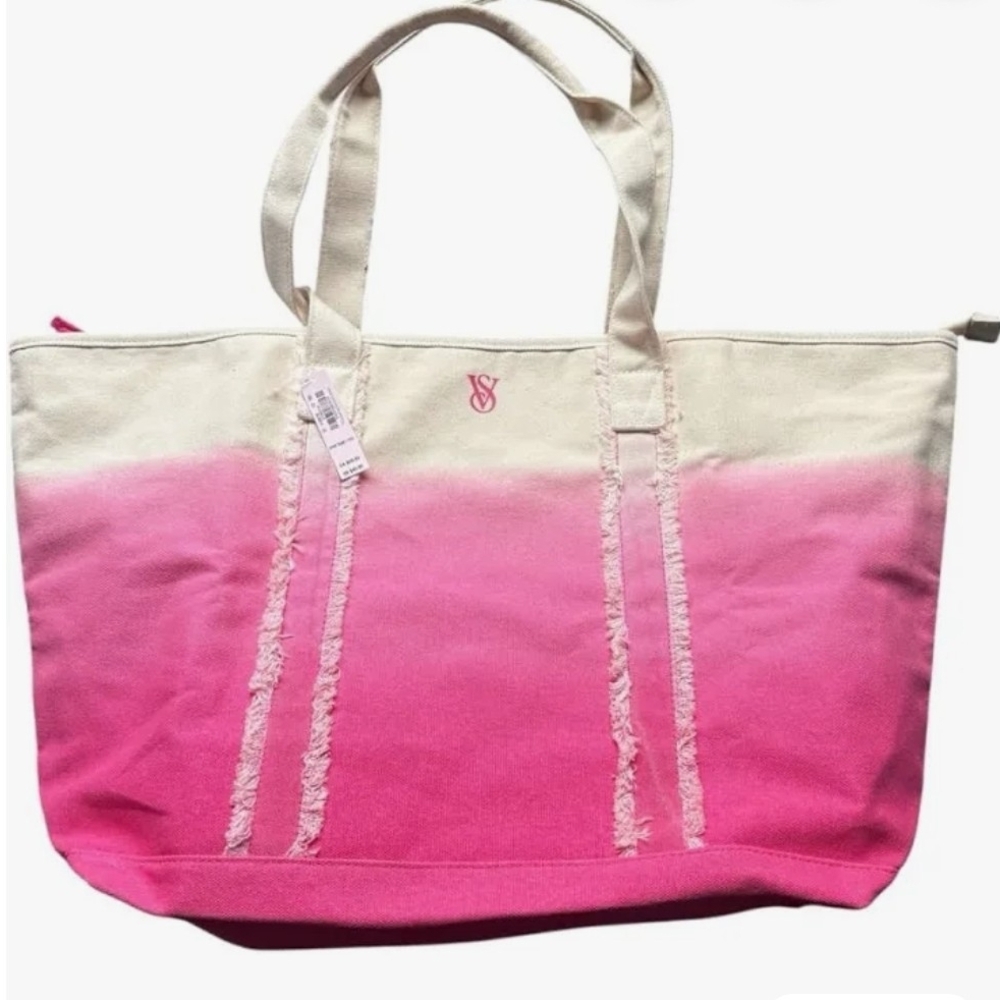 NWT Victoria's Secret Cream and Pink Gradient Tote